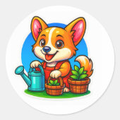 Corgi Gardening Sticker (Voorkant)
