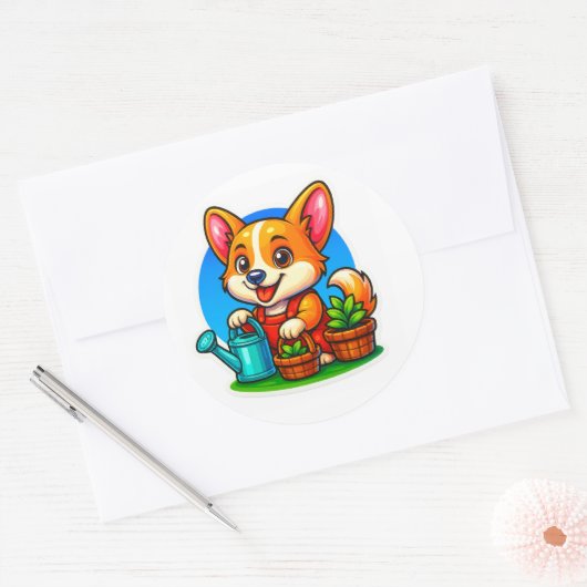 Corgi Gardening Sticker (Envelop)