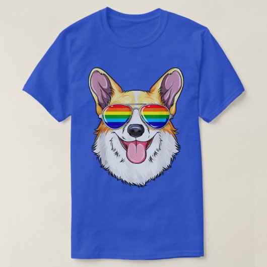 Corgi Gay Pride Flag LGBT Rainbow Sunbril Corgi T-shirt (Design voorkant)