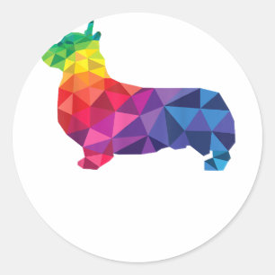 Corgi Gay Pride LGBT LGBTQ Rainbow Flag Hondenlief Ronde Sticker