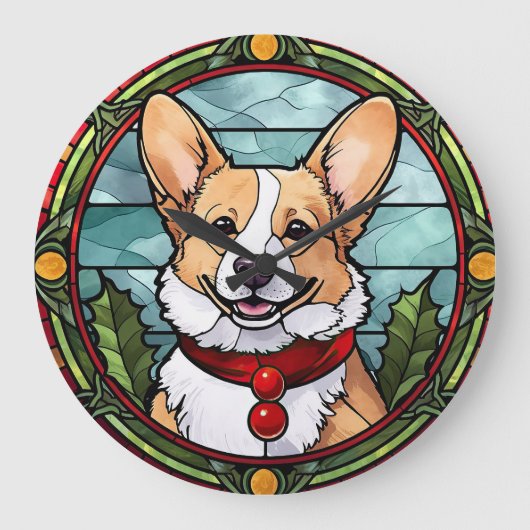 Corgi Gebrandschilderd Glas Kerstmis Grote Klok (Voorkant)