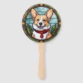 Corgi Gebrandschilderd Glas Kerstmis Handwaaier (Achterkant)
