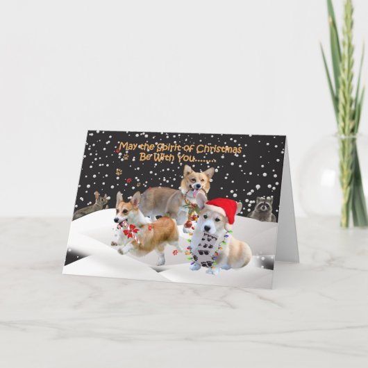 Corgi Geest van Kerstmis Feestdagen Kaart (Voorkant)