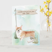 Corgi Gefeliciteerd met New Dog Kaart (Gele Bloem)