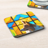 Corgi-gekleurd glashelder licht op bier onderzetter (Linkerzijde)