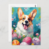Corgi Gelukkig Pasen Briefkaart (Voorkant / Achterkant)