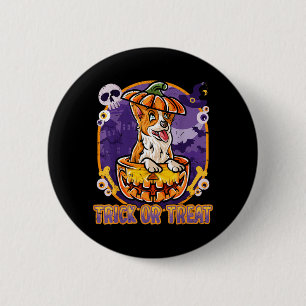 Corgi Gelukkige Halloween Pompoen Hond Ronde Button 5,7 Cm