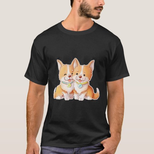 Corgi Gemini Animal Welsh Pet Owner Keeper Astrol T-shirt (Voorkant)