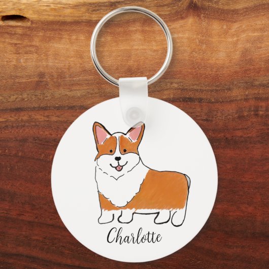 Corgi gepersonaliseerd sleutelhanger (Voorkant)