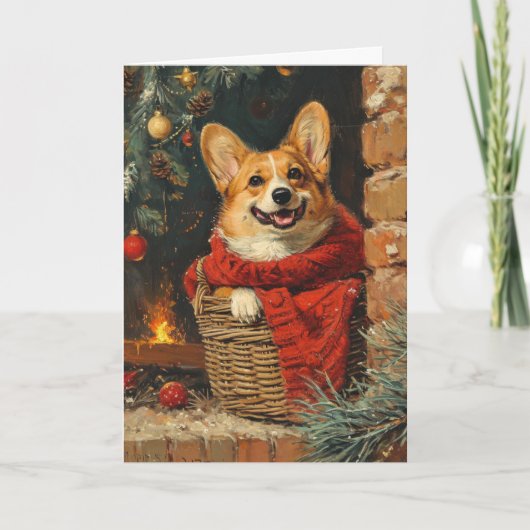 Corgi  gepersonaliseerde kerst feestdagen kaart (Voorkant)