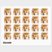 Corgi Gezicht Vierkante Sticker (Vel)