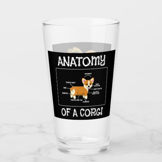 Corgi Gift | Schattige Funny Dog Puppy Corgi Glas (Voorkant)