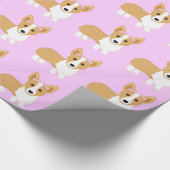 Corgi Girl Dog met roze bogen Cadeaupapier (Hoek)