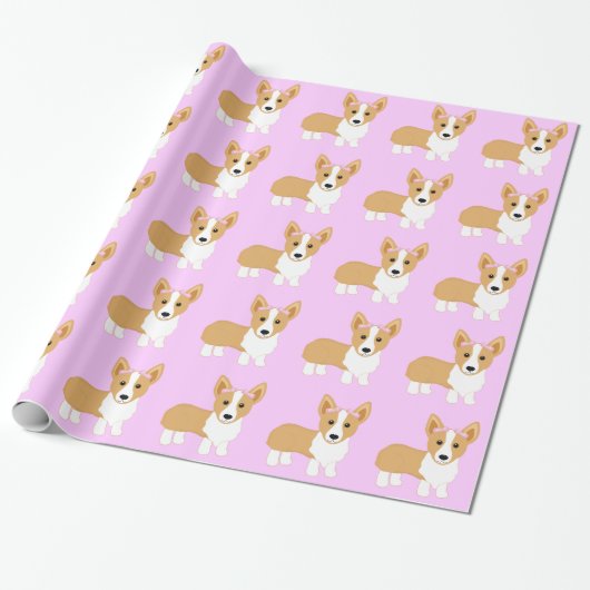 Corgi Girl Dog met roze bogen Cadeaupapier (Uitgerold)
