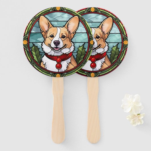 Corgi Glas in lood Kerst Handwaaier (Voorkant en achterkant)