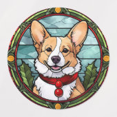 Corgi Glas in lood Kerst Labels (Design 2)