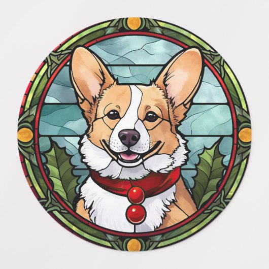 Corgi Glas in lood Kerst Labels (Design 2)