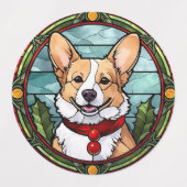 Corgi Glas in lood Kerst Labels (Design 1)