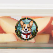 Corgi Glas in lood Kerst Labels (Aangebracht)