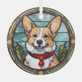 Corgi Glas in lood Kerst Ornament (Voorkant)