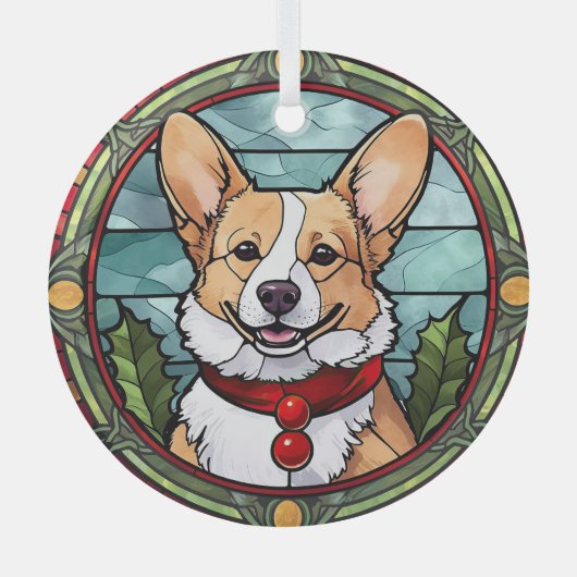 Corgi Glas in lood Kerst Ornament (Voorkant)