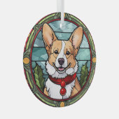 Corgi Glas in lood Kerst Ornament (Voorkant Rechts)