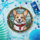 Corgi Glas in lood Kerst Papieren Bordje (Feest)