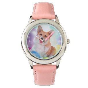 Corgi glimlachen met ballonnen horloge