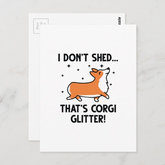 Corgi Glitter Briefkaart (Voorkant / Achterkant)