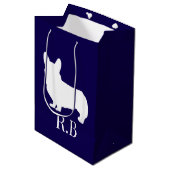 Corgi Golf Blue Navy Medium Cadeauzakje (Voorkant Gekanteld)