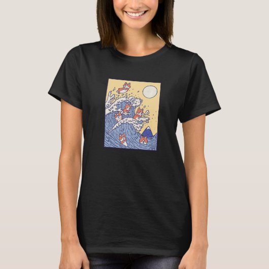 Corgi Golf Hond Huisdier Zee Oceaan T-shirt (Voorkant)