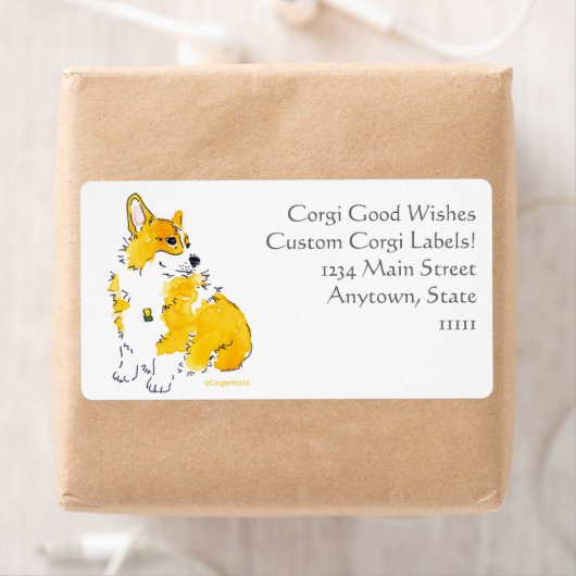 Corgi Good Wishes Aangepaste etiketten (Insitu)