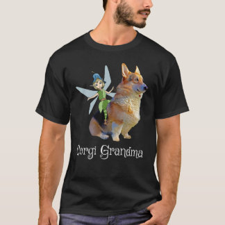 Corgi Grandma Pembroke Welsh Corgi & Fairy Retro D T-shirt