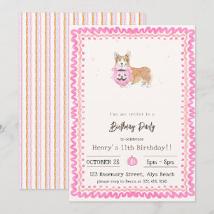 Corgi Grandmillennial Halloween-feest uitnodiging