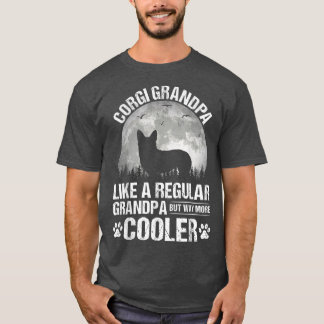 Corgi Grandpa Funny Moon  Dog Vaderdag T-shirt