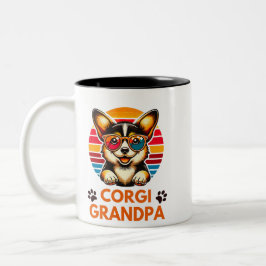 Corgi Grandpa Retro Corgi Hondenliefhebber Design Tweekleurige Koffiemok