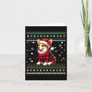 Corgi Grappig Lelijk Buffalo Plaid Santa Hat Kerst Kaart