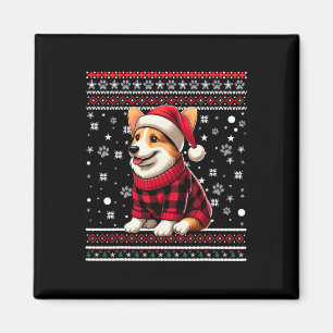 Corgi Grappig Lelijk Buffalo Plaid Santa Hat Kerst Magneet
