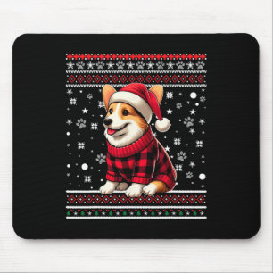 Corgi Grappig Lelijk Buffalo Plaid Santa Hat Kerst Muismat