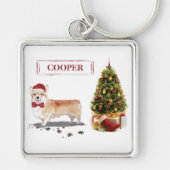 Corgi Grappige Kersthond met Boom Sleutelhanger (Voorkant)