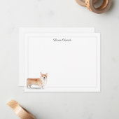 Corgi Gray Border Personalized Stationery Notitiekaartje (Voorkant / Achterkant in situ)