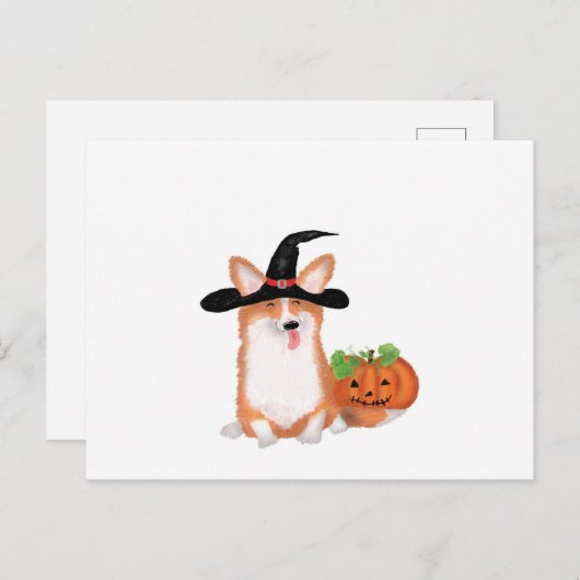 Corgi Halloween briefkaart (Voorkant / Achterkant)