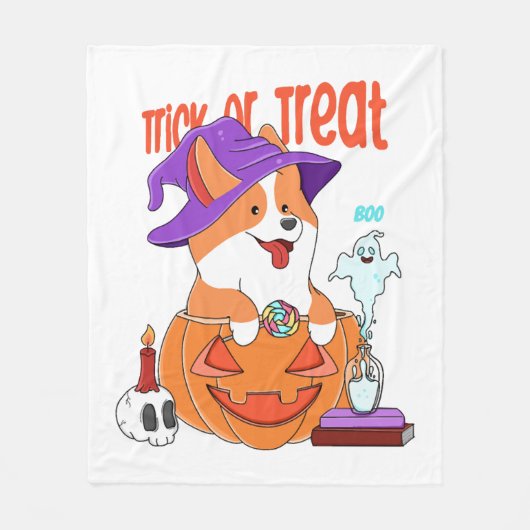 Corgi Halloween Fleece Deken (Voorkant)