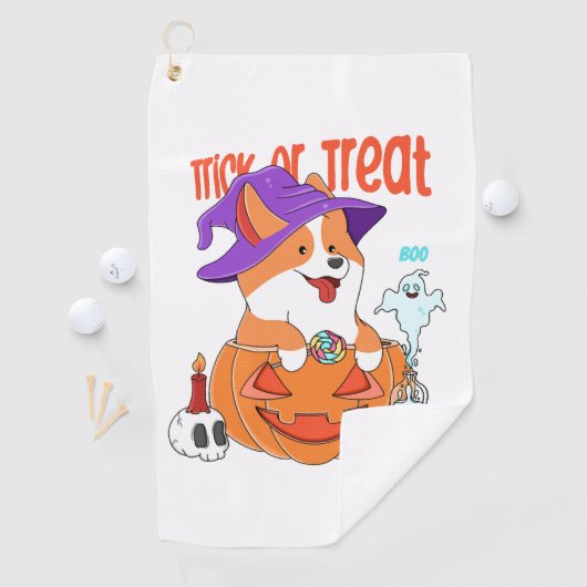 Corgi Halloween Golfhanddoek (Insitu)