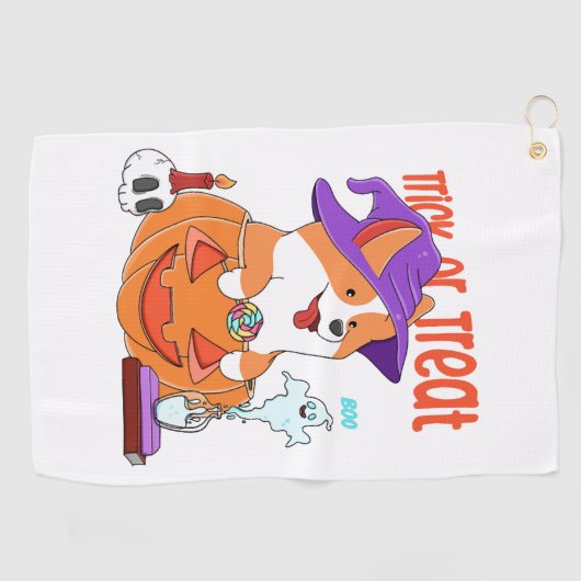 Corgi Halloween Golfhanddoek (Horizontaal)