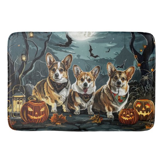 Corgi Halloween Griezelig Badmat (Voorkant)
