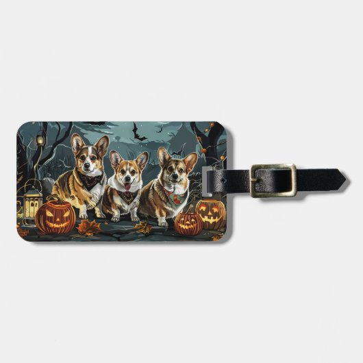 Corgi Halloween Griezelig Bagagelabel (Voorkant horizontaal)