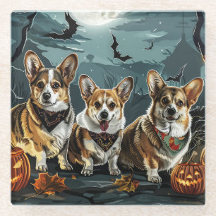 Corgi Halloween Griezelig Glazen Onderzetter