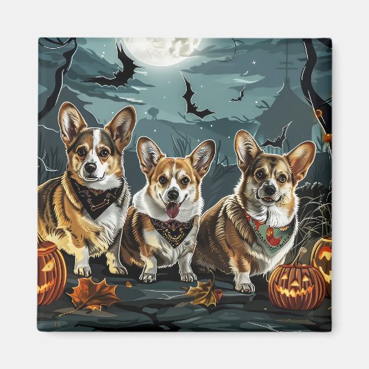 Corgi Halloween Griezelig Magneet (Voorkant)