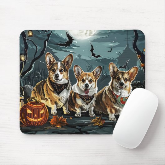 Corgi Halloween Griezelig Muismat (Met muis)